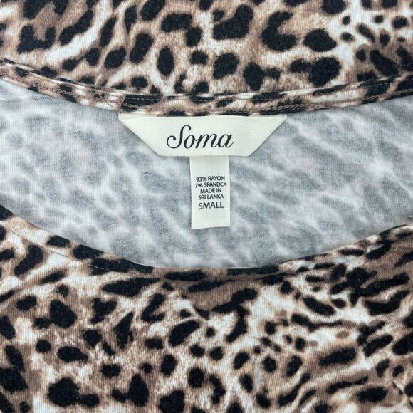 Soma Short Sleeve Animal Printed Soft Jersey Mini Dress Brown Black Size S - Picture 7 of 7